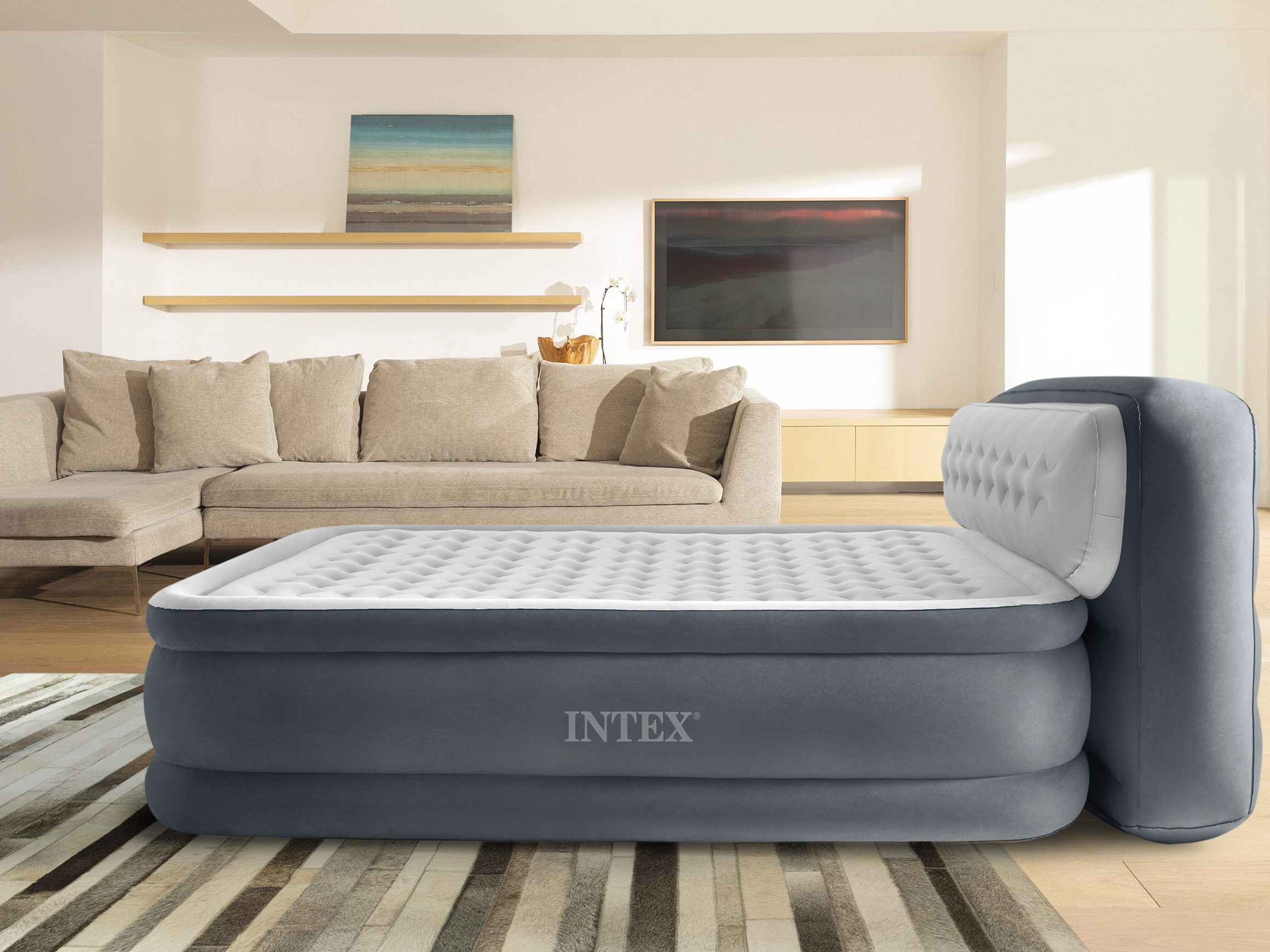 Надувная кровать Intex Headboard Airbed 64448